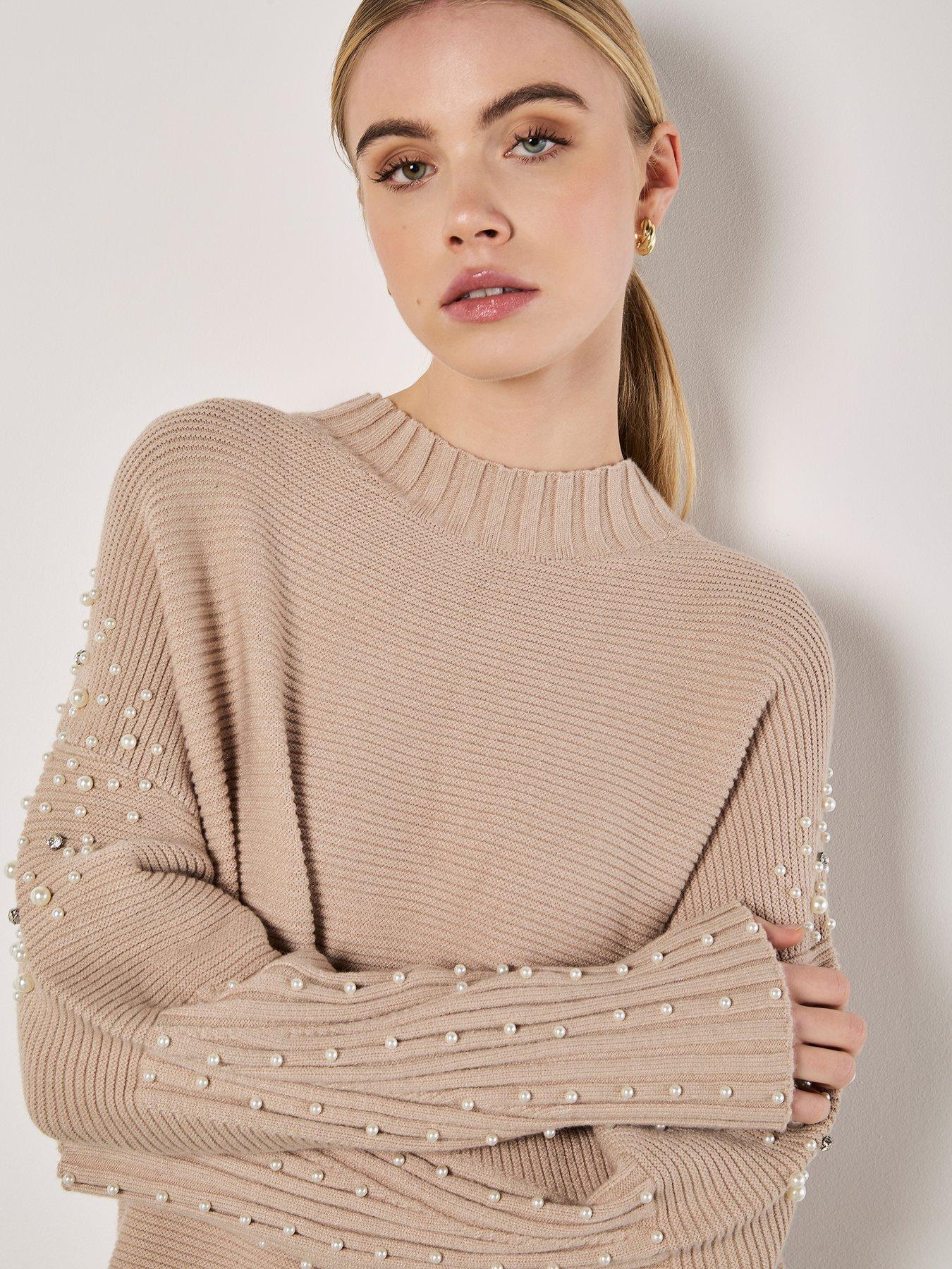 apricot-apricot-pearl-amp-diamond-mock-neck-jumperback