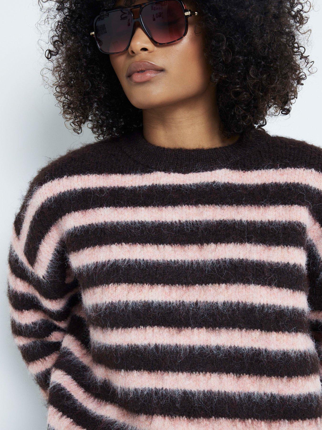 river-island-stripe-hairy-jumper-dark-brownoutfit