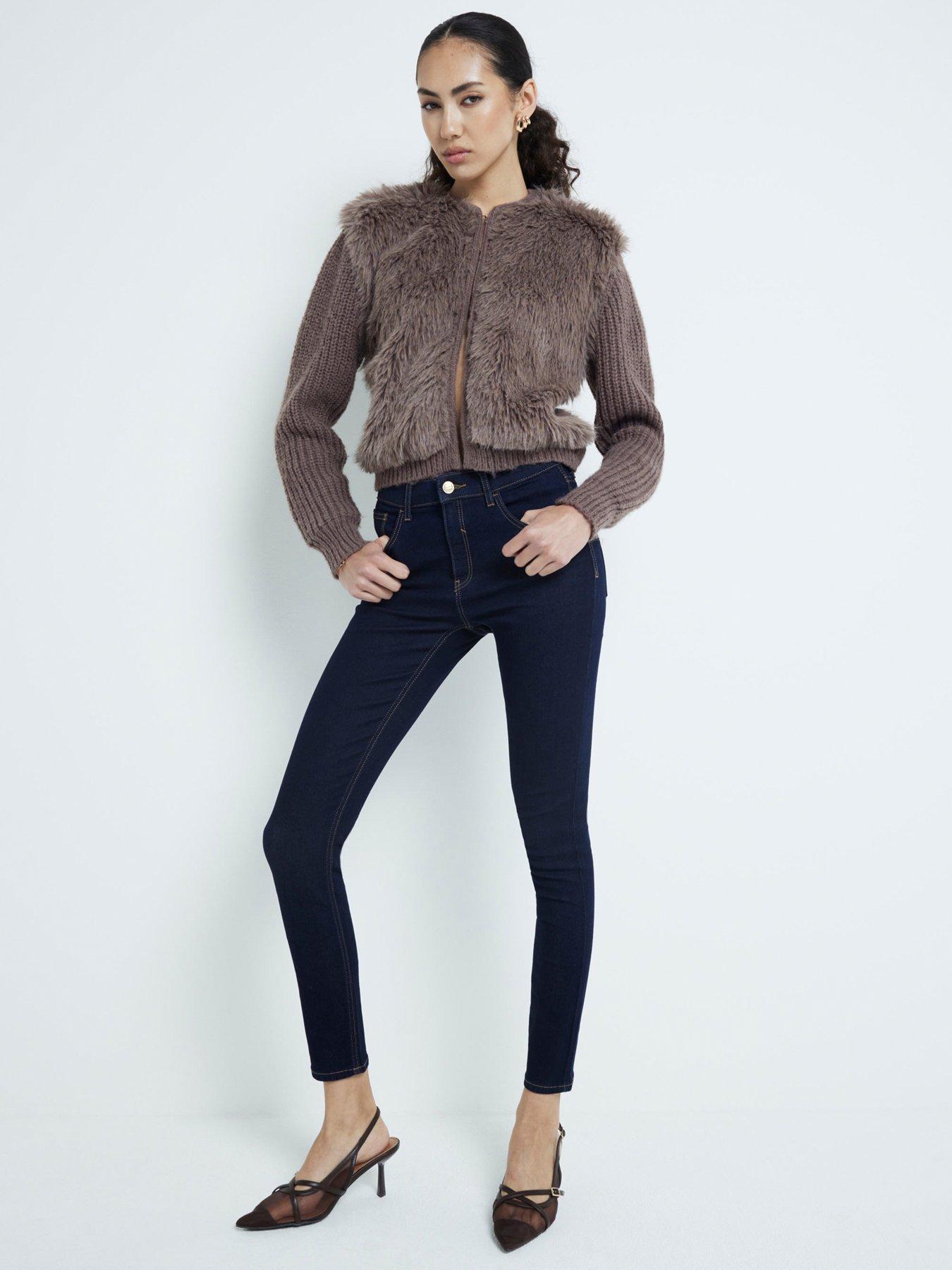 Image of River Island Classic Mr Skinny Carrie - Dark Denim - Blue