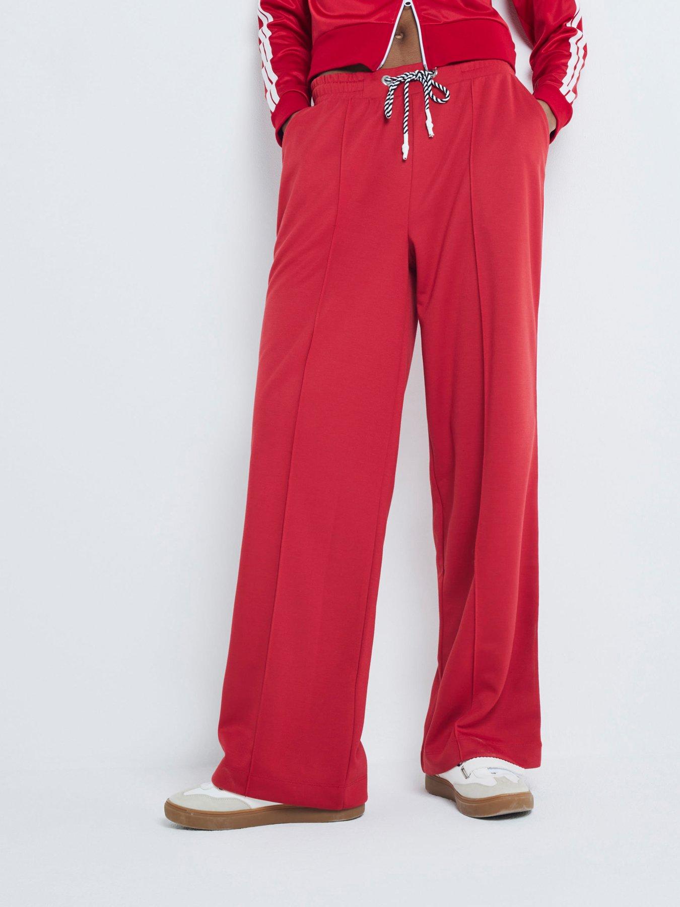 river-island-side-stripe-wide-leg-jogger-red