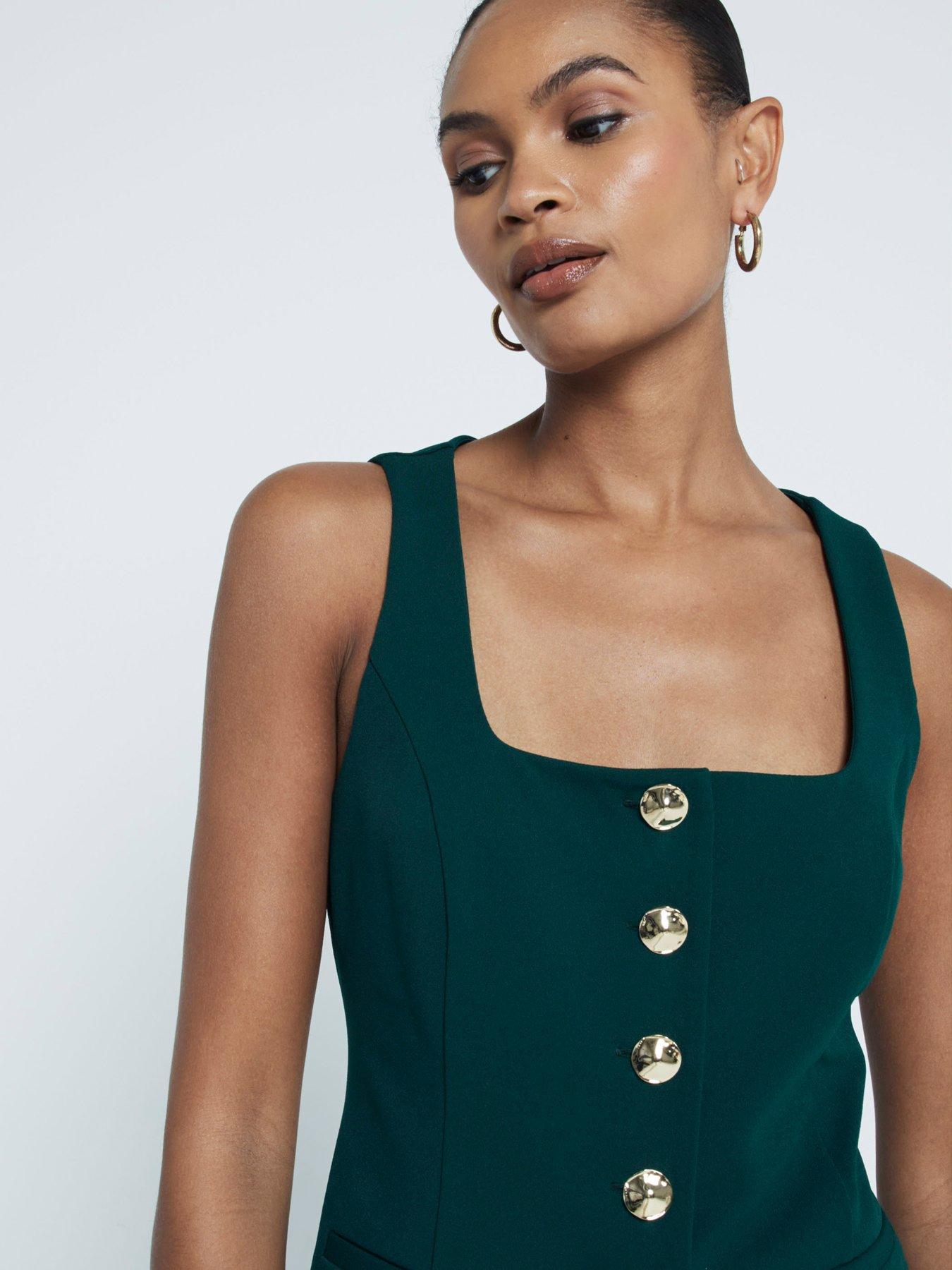 river-island-square-neck-waistcoat-dark-greenoutfit