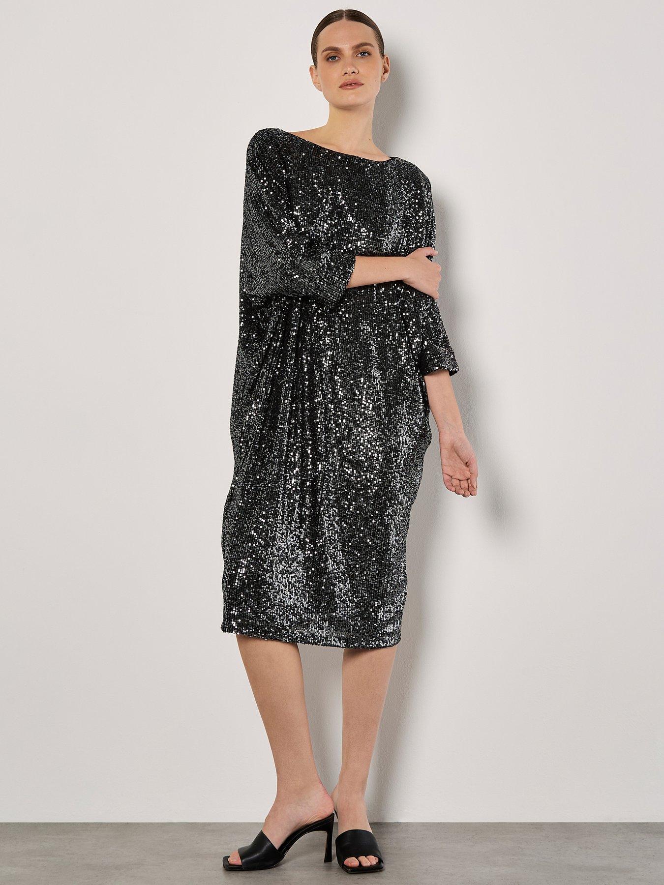 apricot-sequin-lines-cocoon-dressoutfit