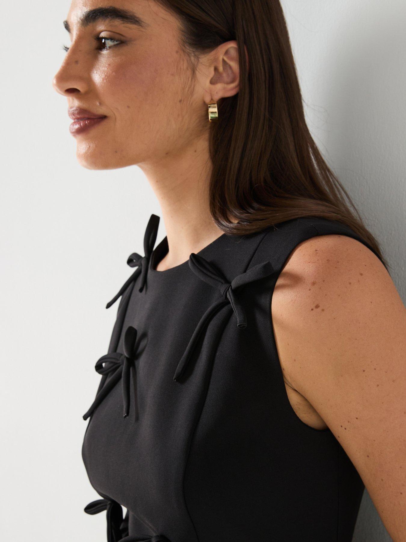 Image 4 of 6 of River Island Bow Mini Dress - Black