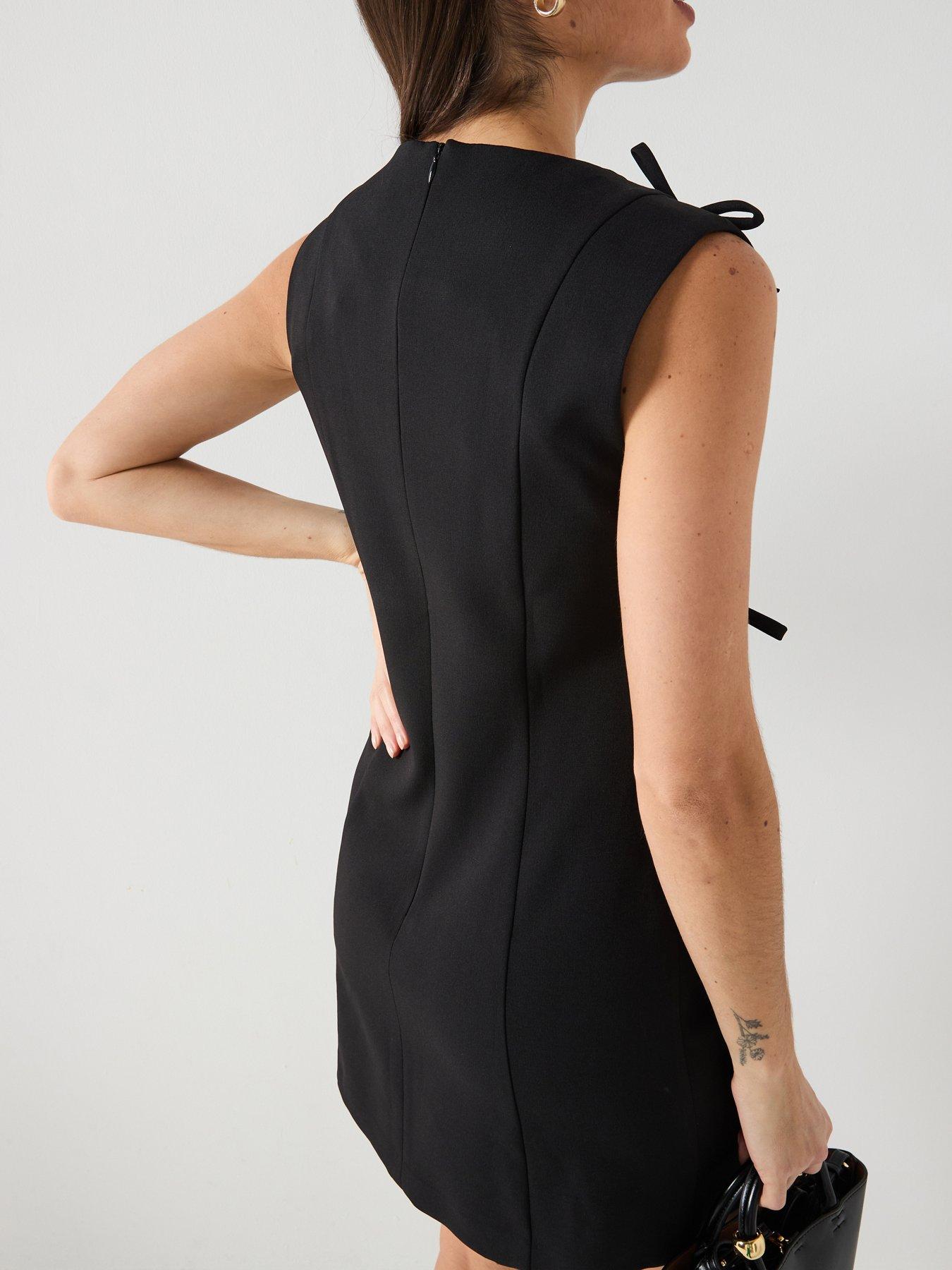 Image 5 of 6 of River Island Bow Mini Dress - Black