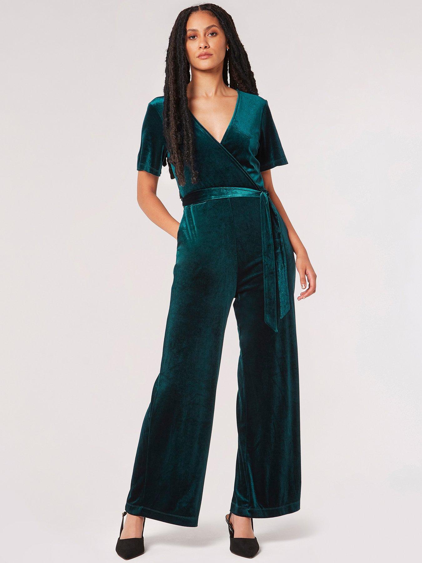 apricot-angel-sleeve-velvet-wrap-jumpsuit