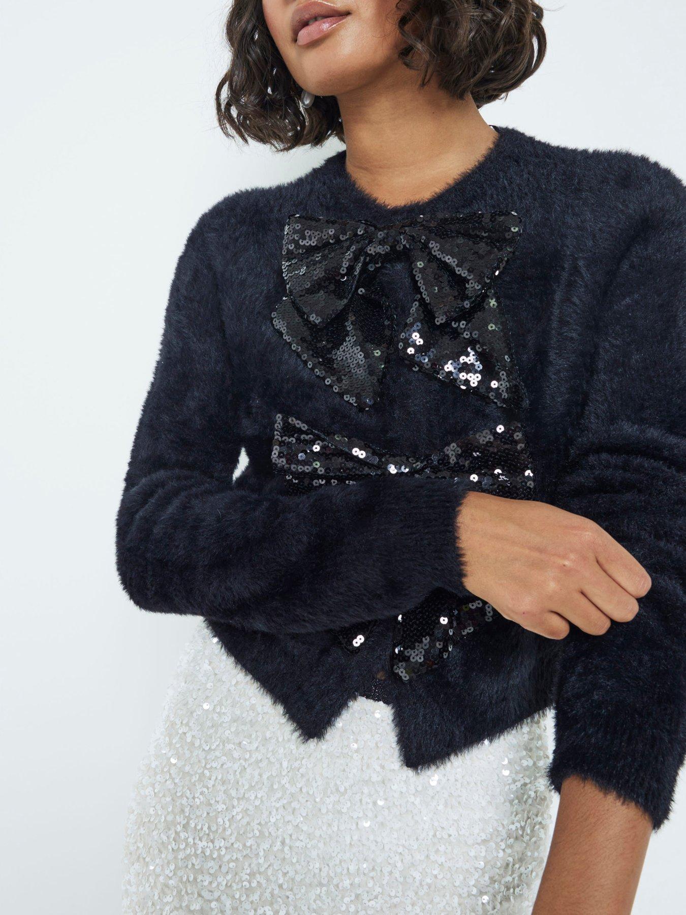 river-island-sequin-bow-fluff-cardigan-blackoutfit