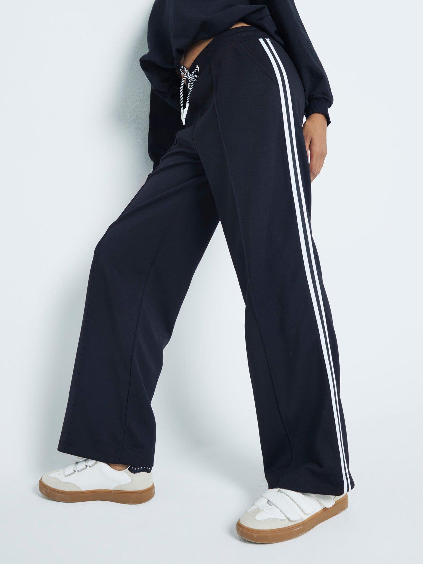 river-island-side-stripe-wide-leg-jogger-blackfront