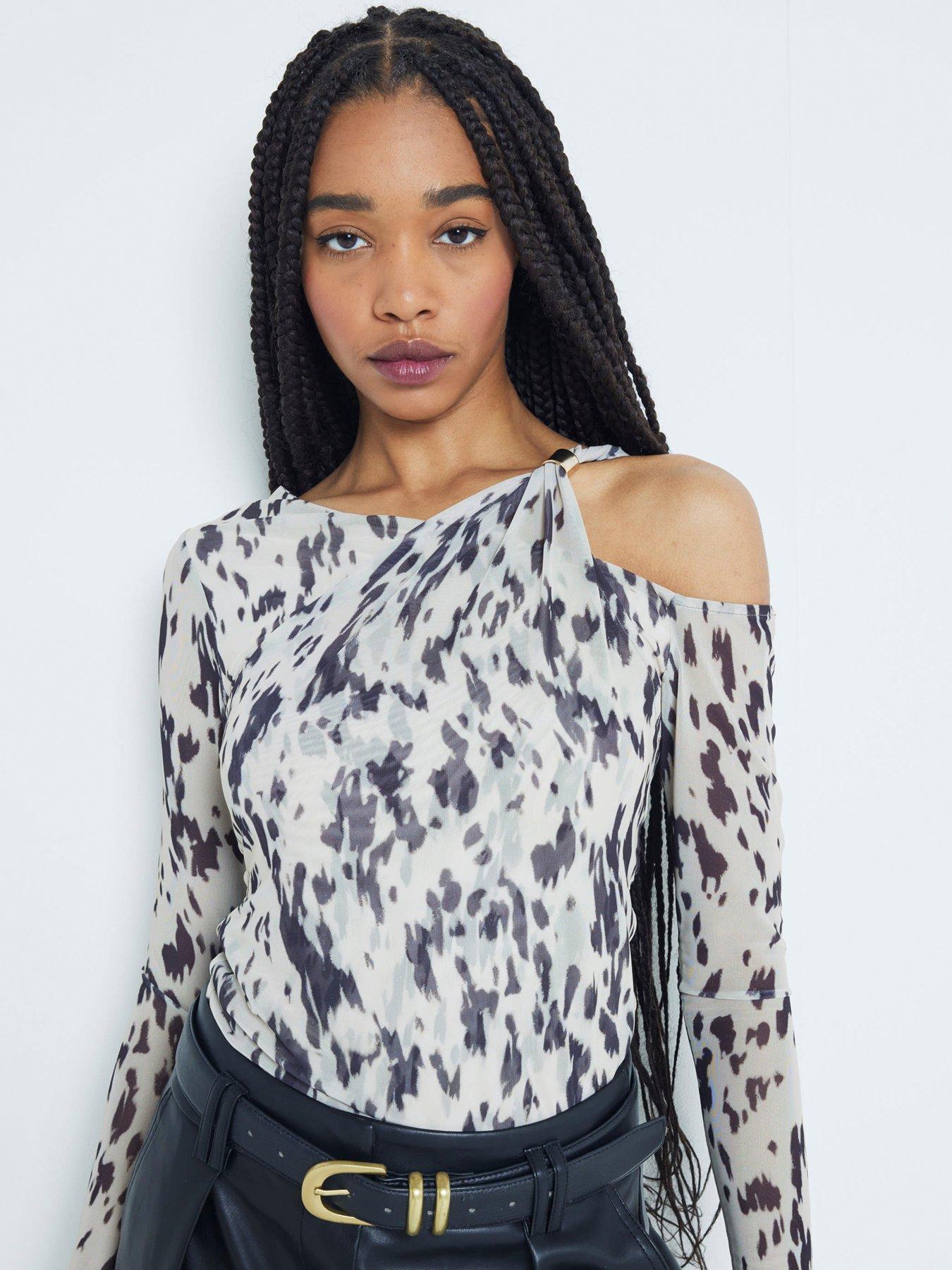 river-island-printed-layered-mesh-trim-top-white