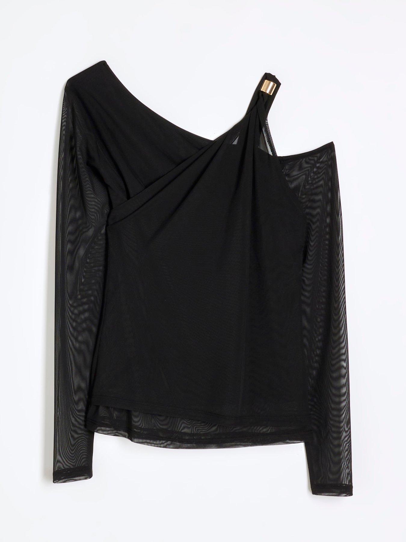 river-island-layered-mesh-trim-top-blackdetail