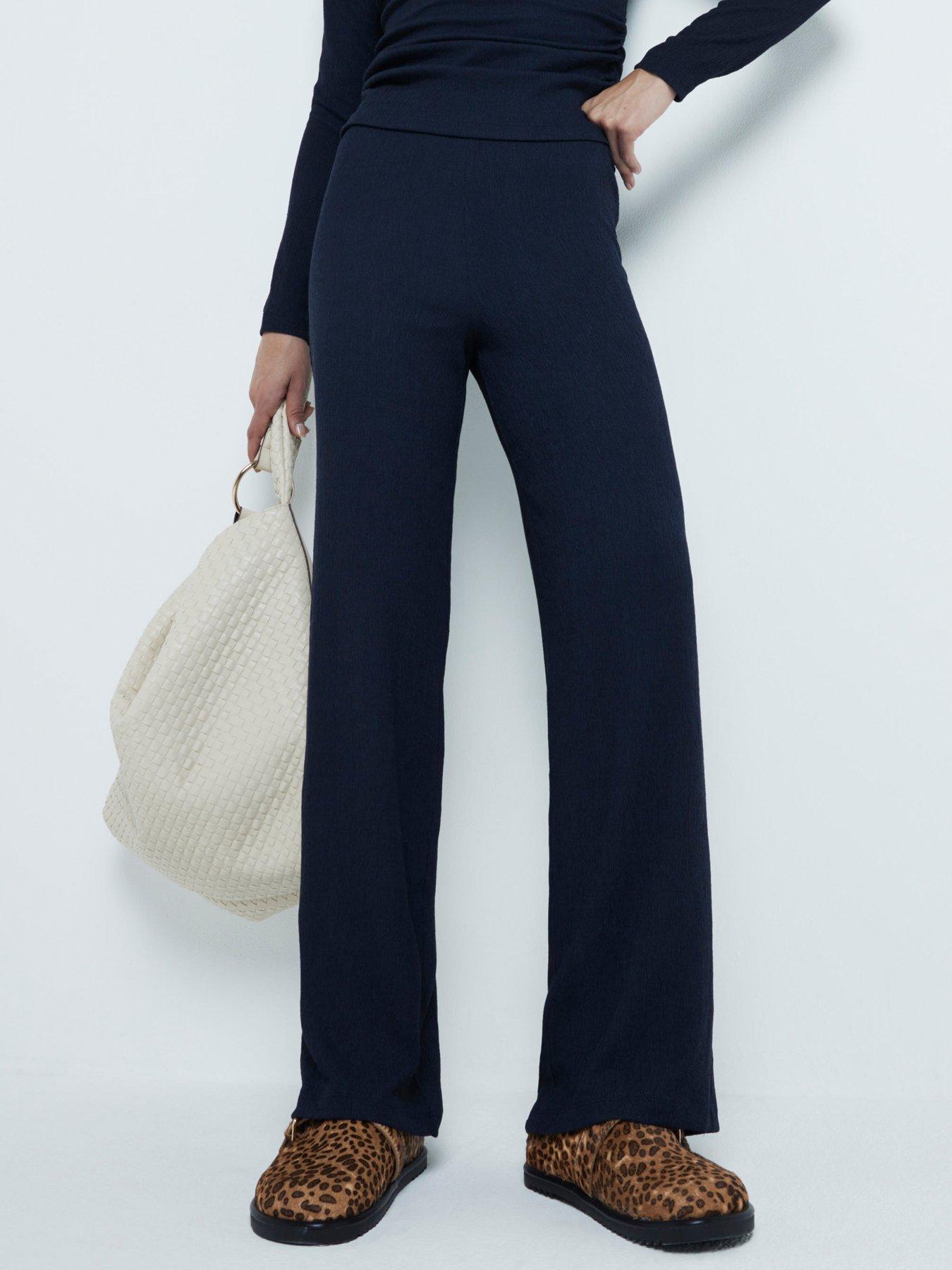 river-island-textured-wide-leg-trouser-navy