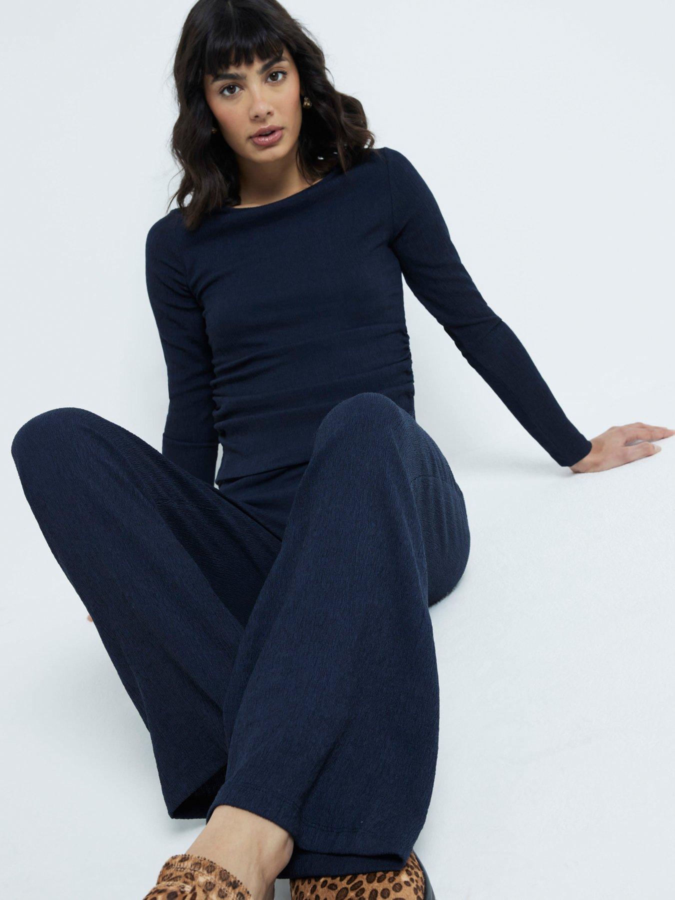 river-island-textured-wide-leg-trouser-navystillFront