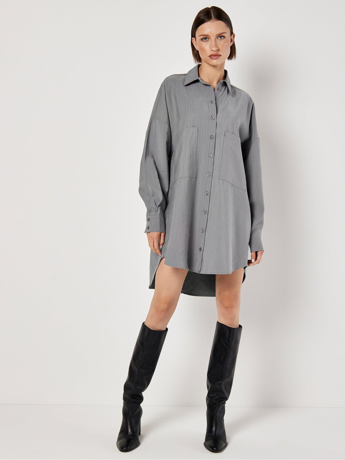 apricot-pinstripe-oversized-shirt-dress