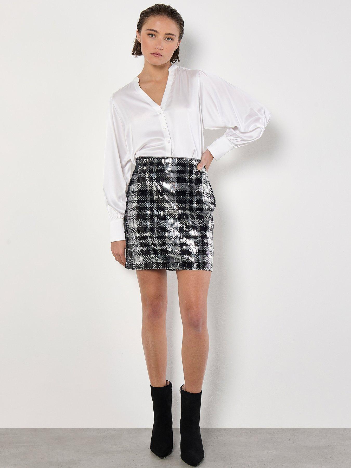 apricot-check-sequin-skirt