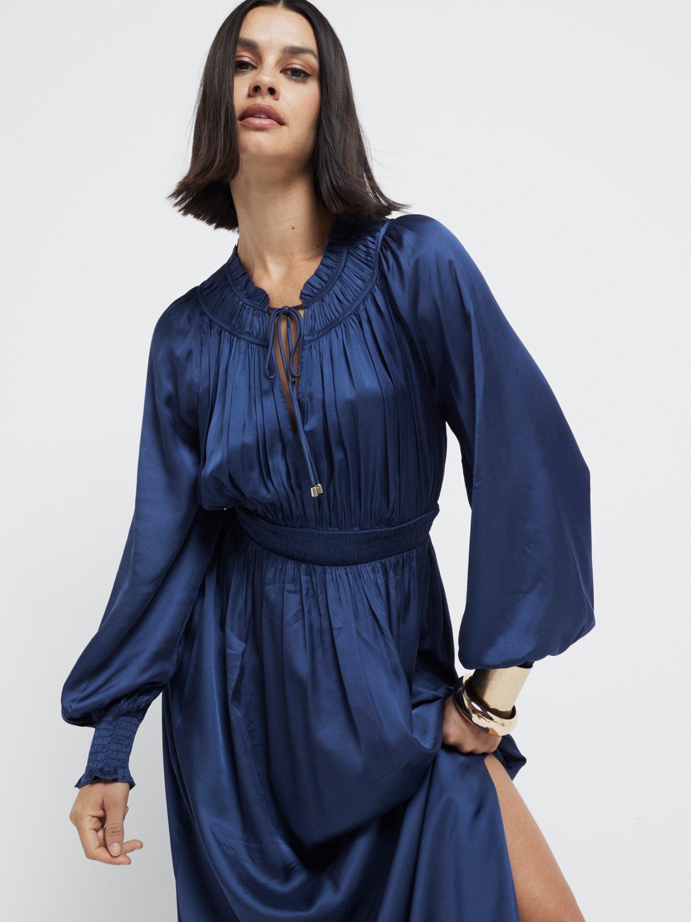 river-island-tie-neck-satin-maxi-blueoutfit