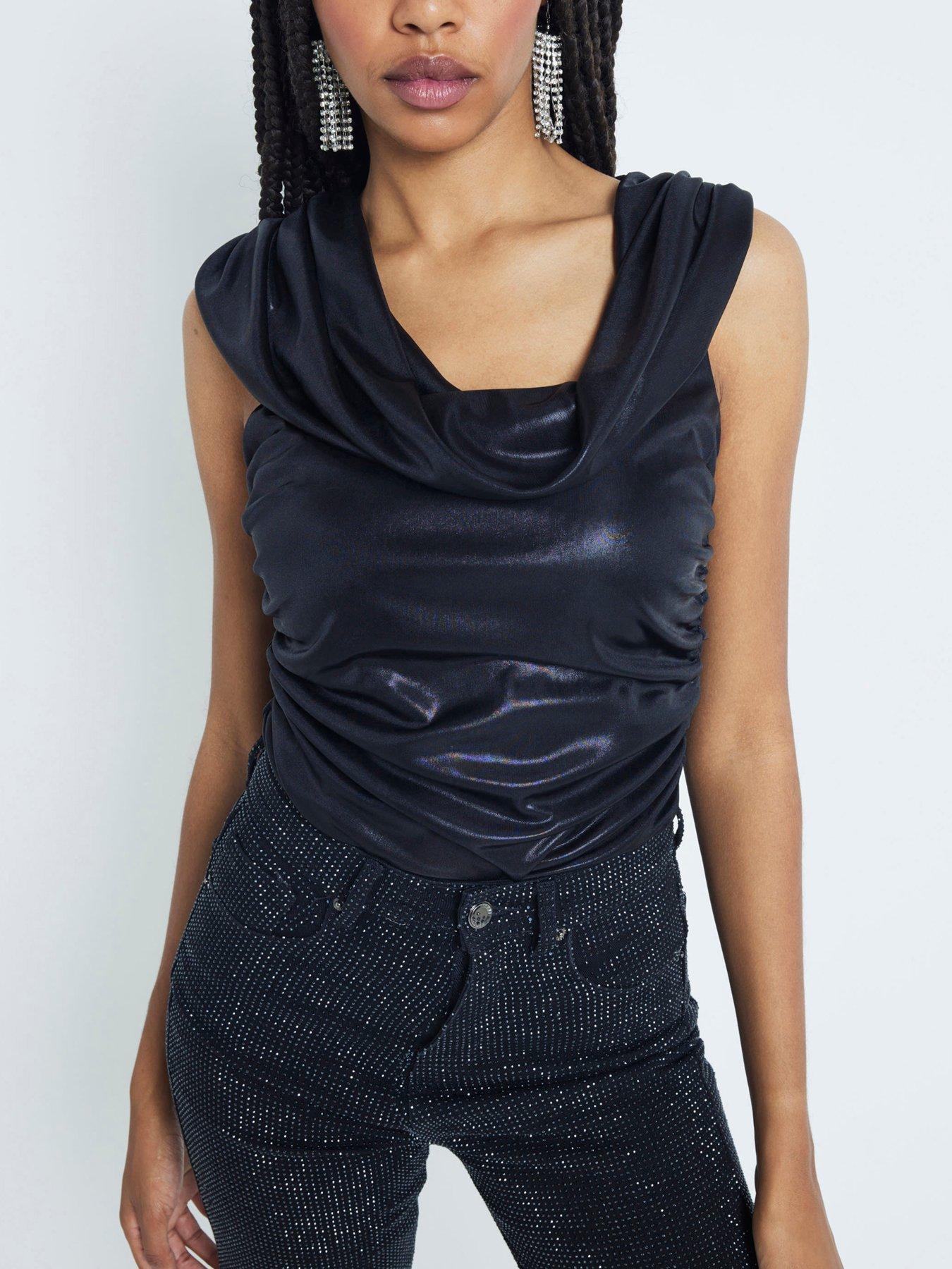 river-island-cowl-drape-top-blackback