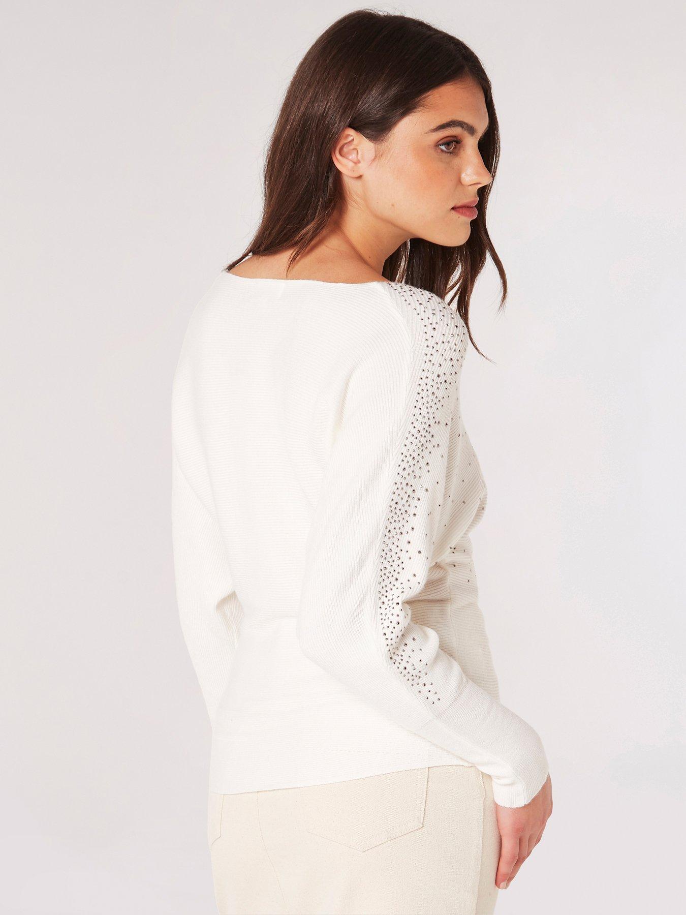 apricot-stud-neck-ribbed-batwing-jumperback