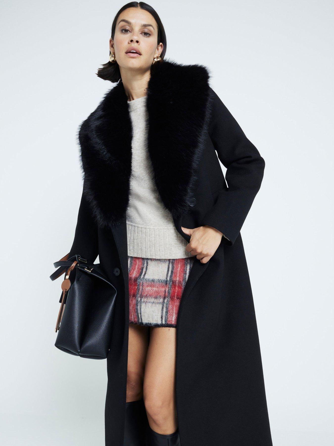 river-island-faux-fur-collar-double-breasted-coat-black