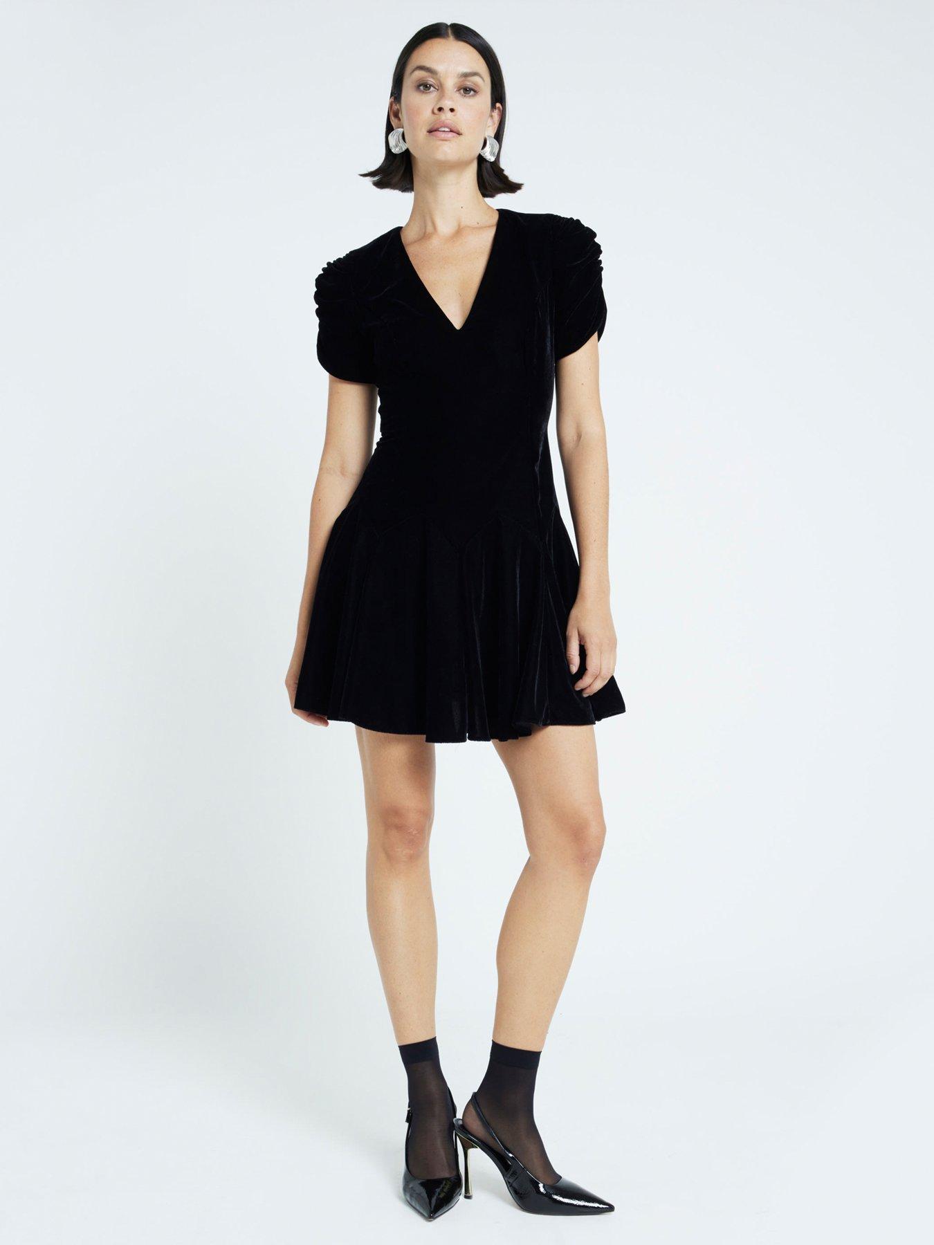 river-island-velvet-godet-mini-dress-black