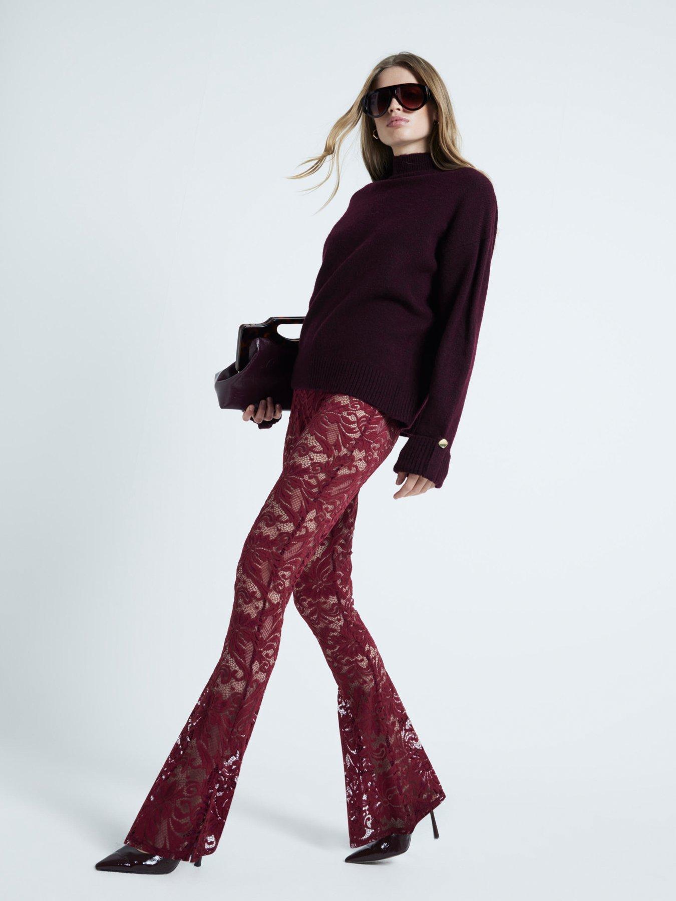 river-island-lace-boot-flare-trouser-dark-red