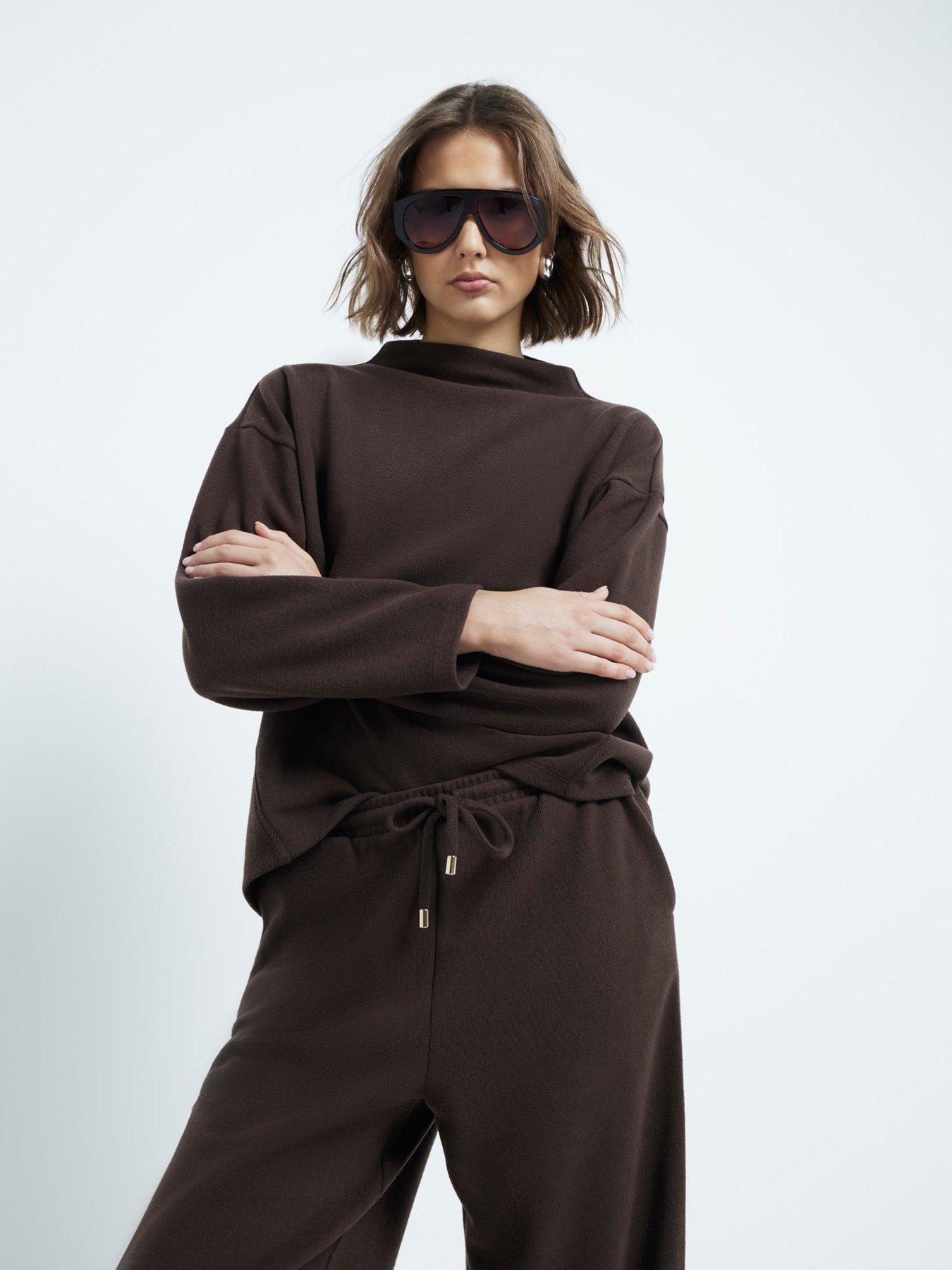 river-island-cosy-sweat-top-dark-brown