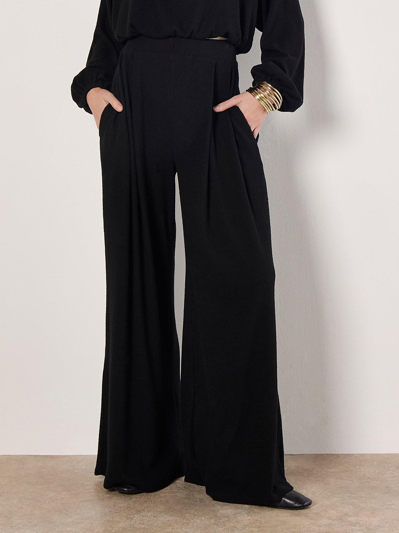 apricot-self-rib-wide-leg-trousers