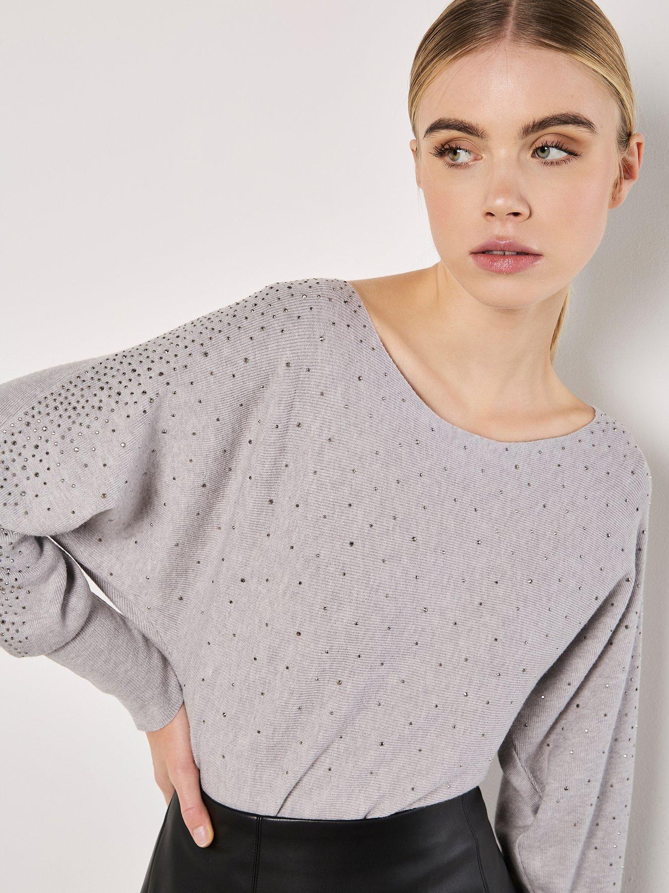 apricot-apricot-stud-neck-ribbed-batwing-jumperoutfit