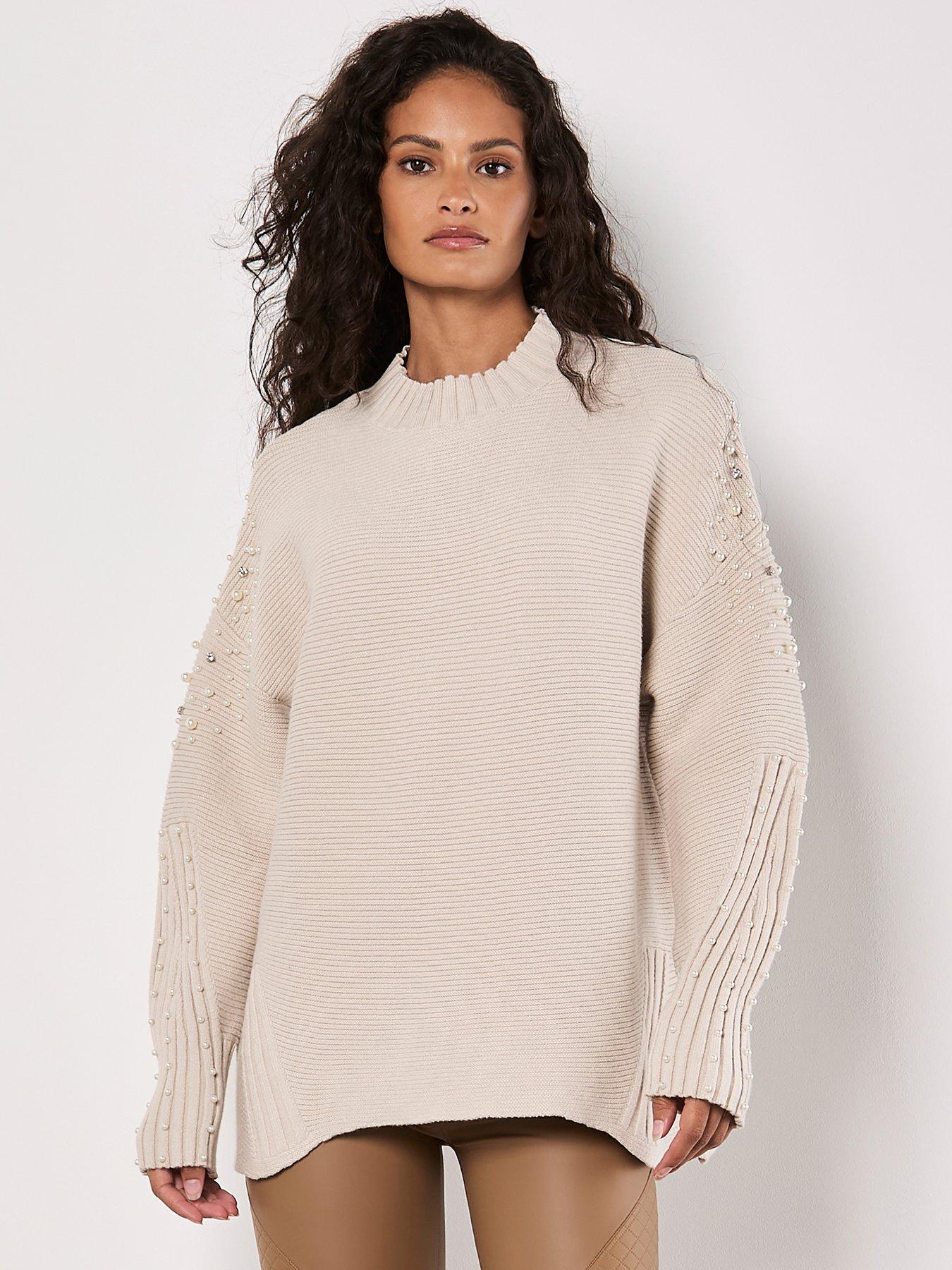 apricot-apricot-pearl-amp-diamond-mock-neck-jumper