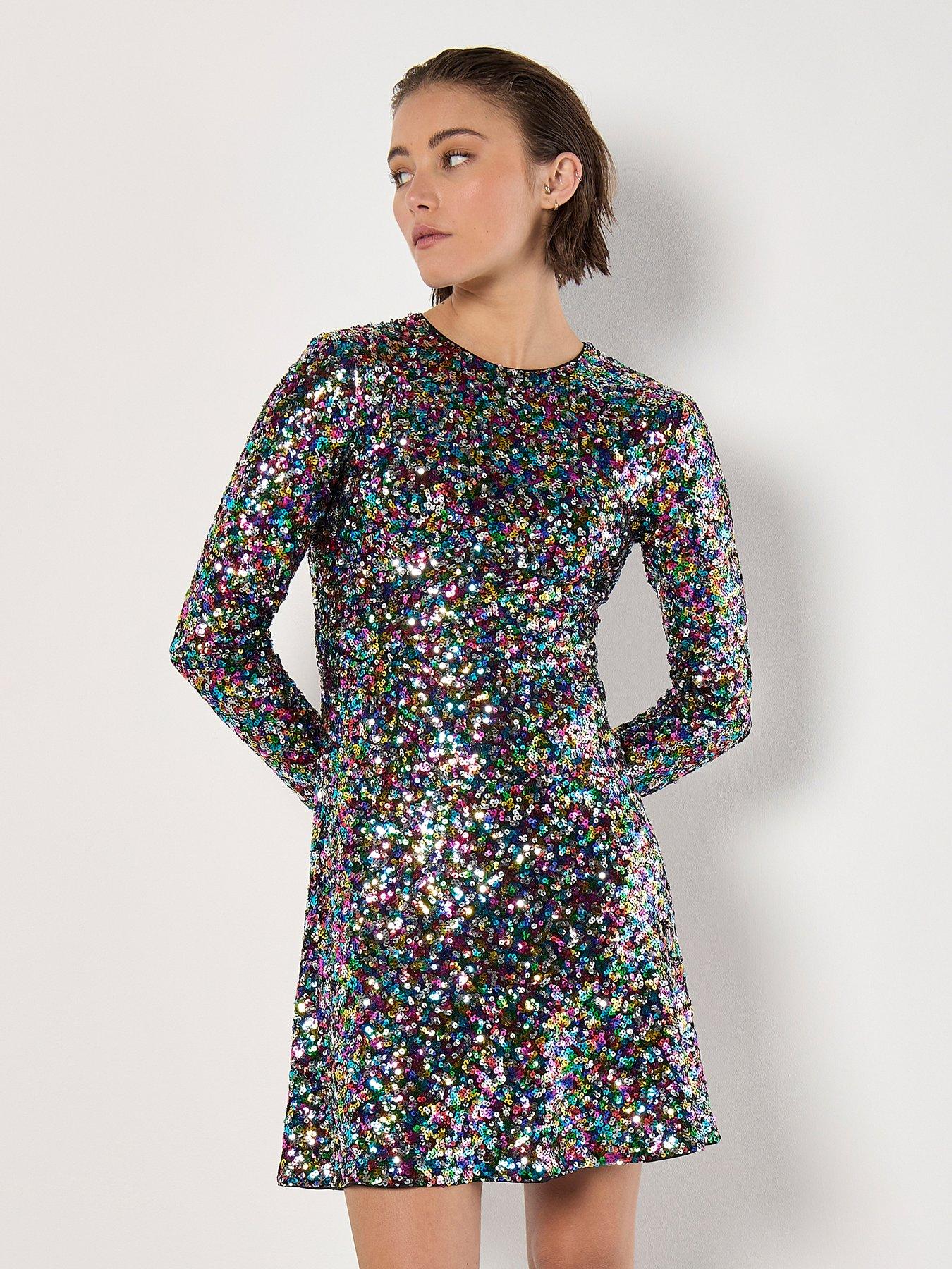 apricot-fit-amp-flare-rainbow-sequin-dress