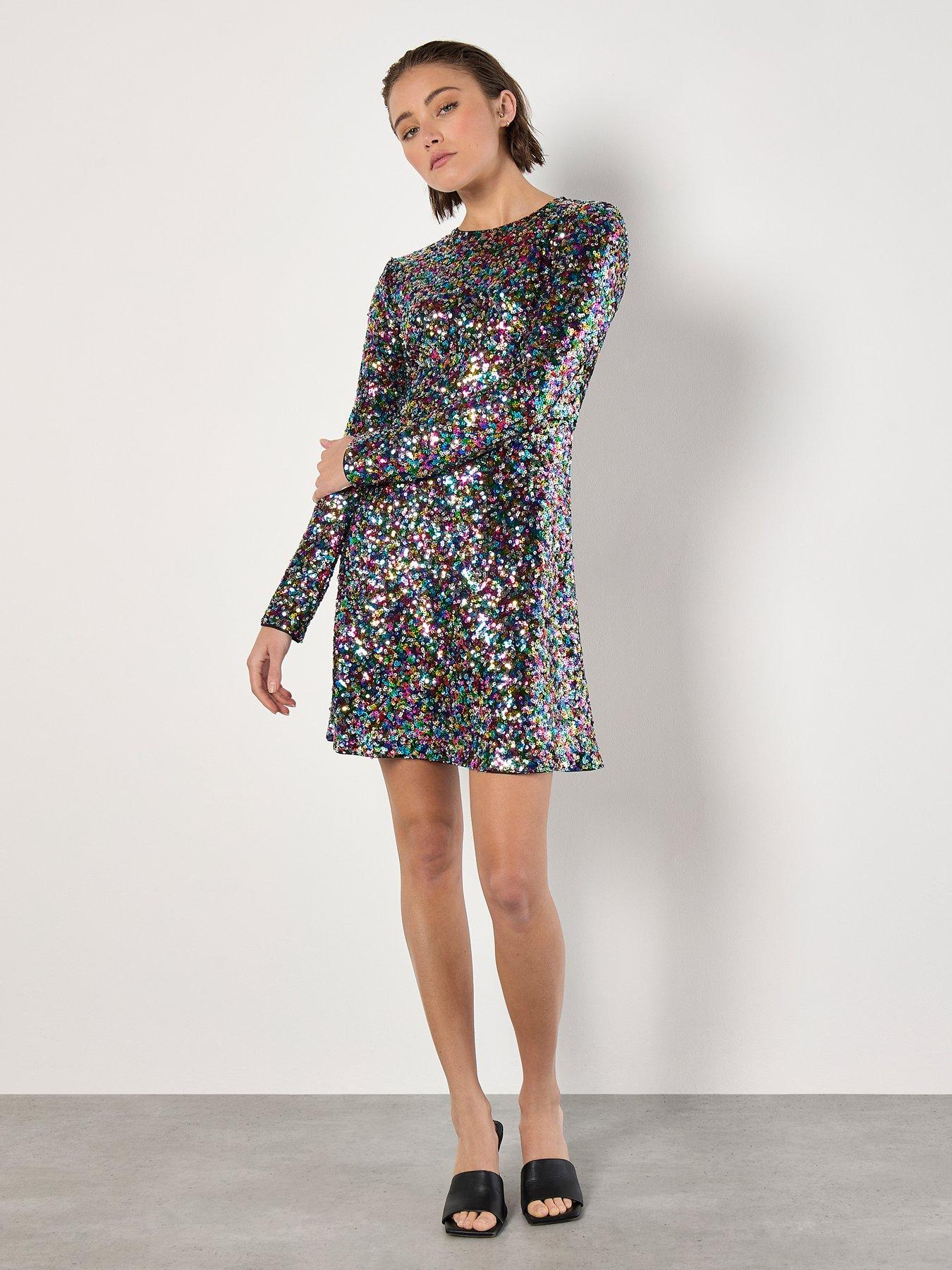 apricot-fit-amp-flare-rainbow-sequin-dressback