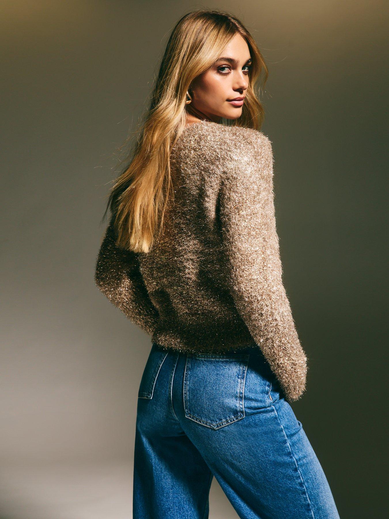 new-look-sparkle-yarn-textured-crew-neck-jumper-goldstillFront