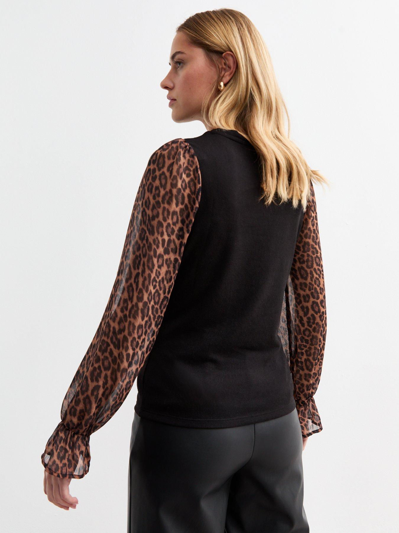 new-look-black-soft-touch-leopard-print-sleeve-topstillFront