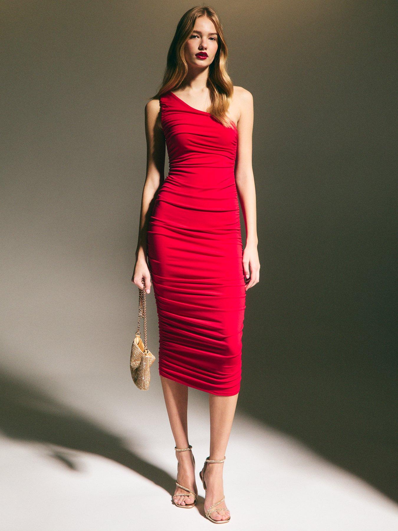 new-look-one-shoulder-ruched-midi-dress-red