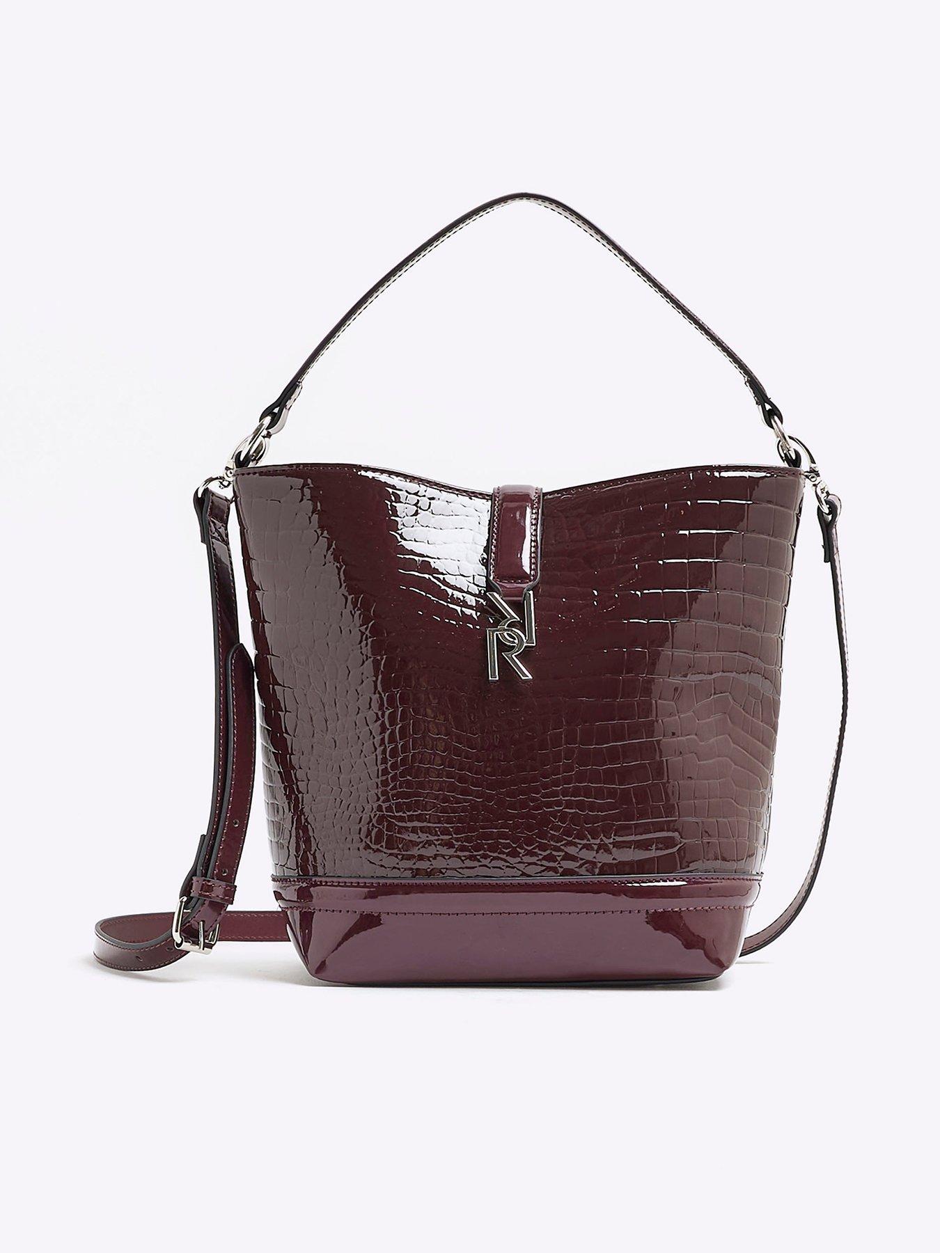 river-island-lock-croc-bucket-bag-dark-red