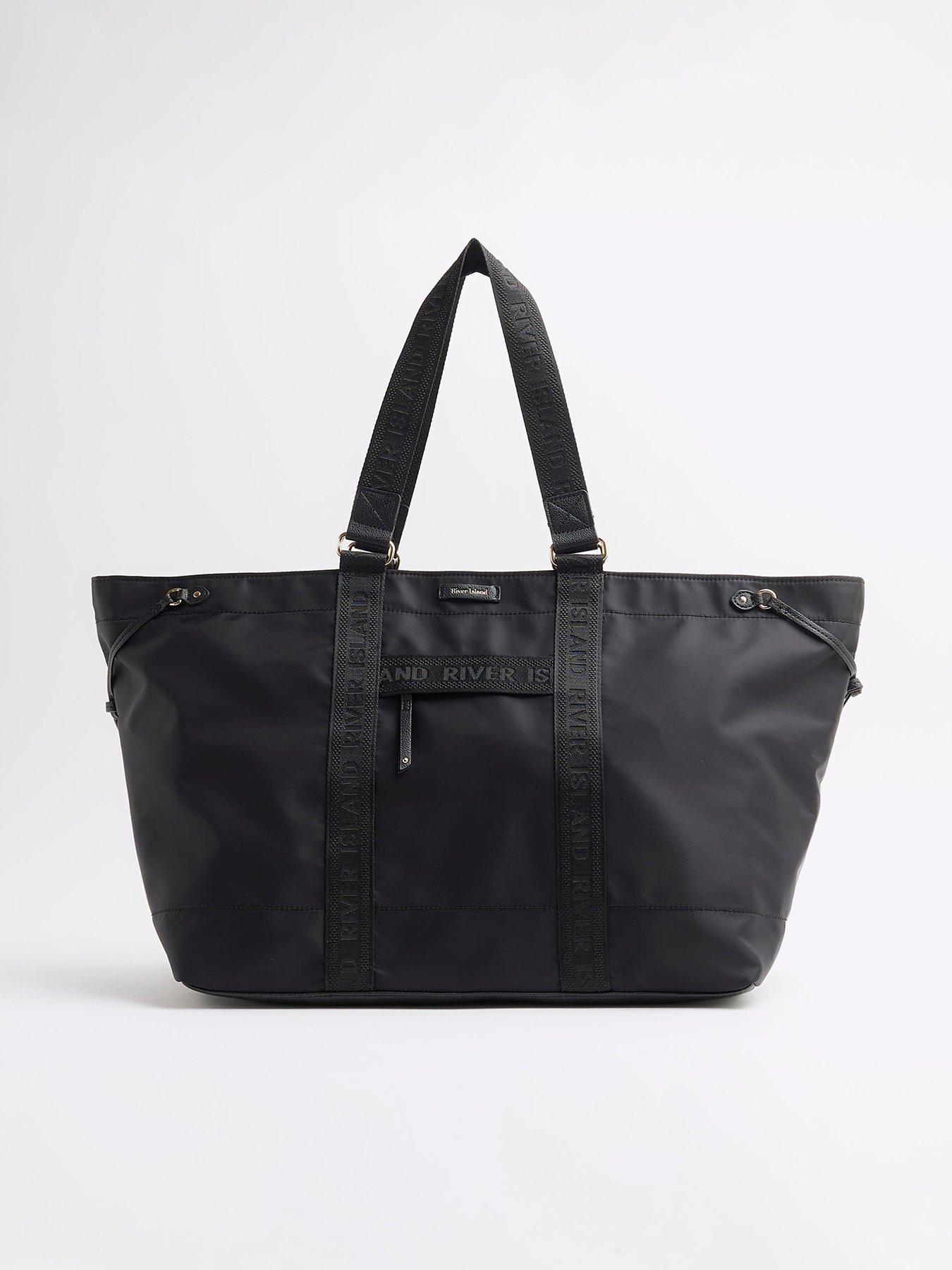 river-island-soft-webbing-zip-holdall-bag-black