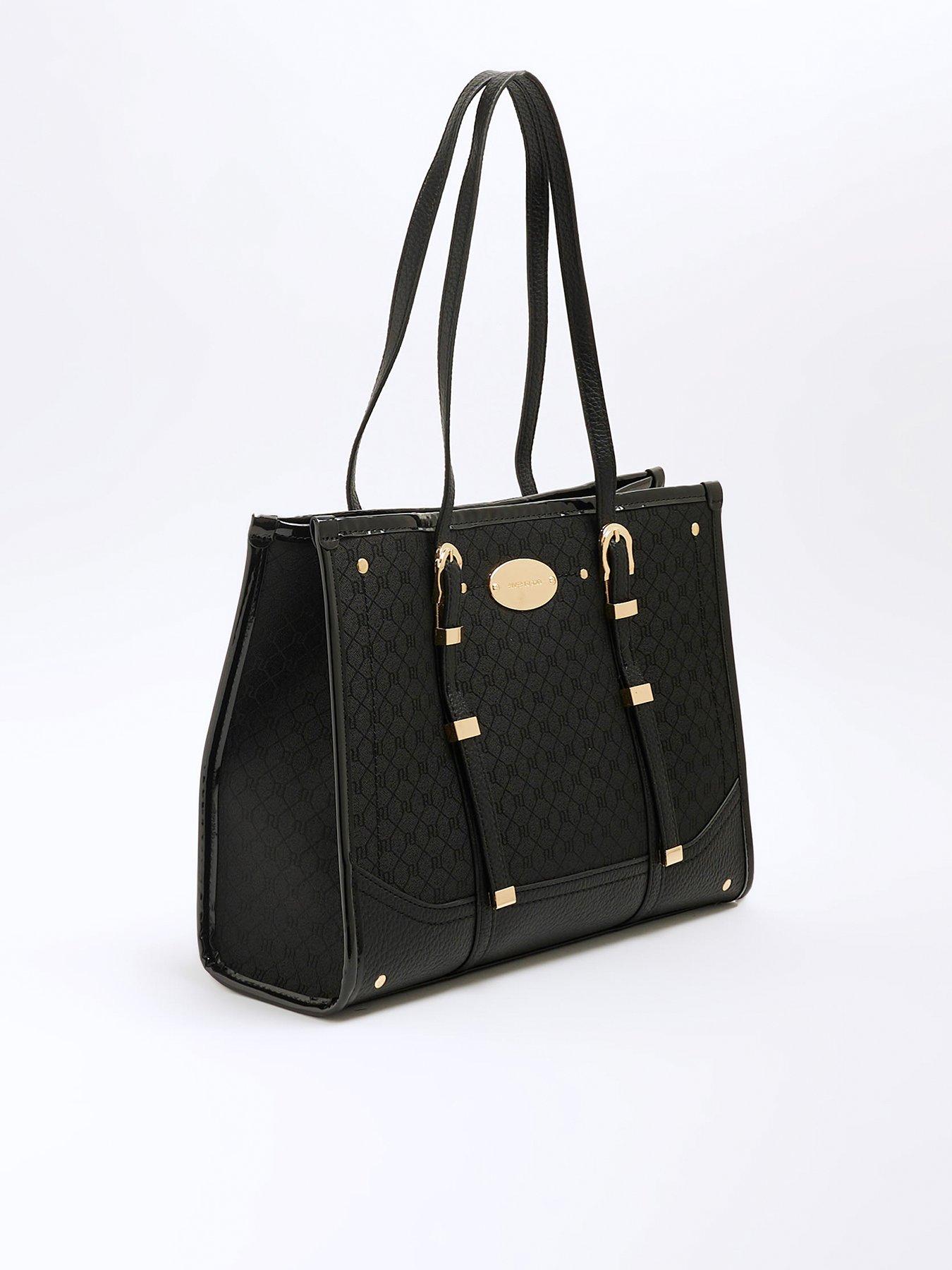 river-island-medium-jacquard-buckle-tote-bag-blackback