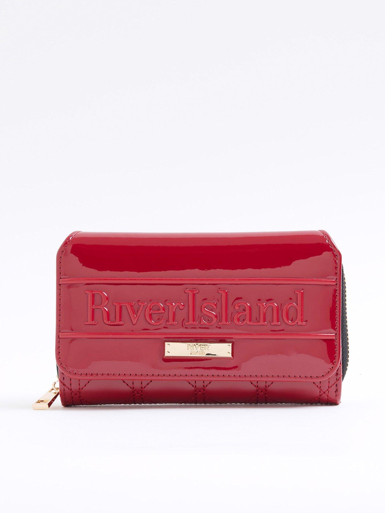 river-island-embossed-flap-purse-red