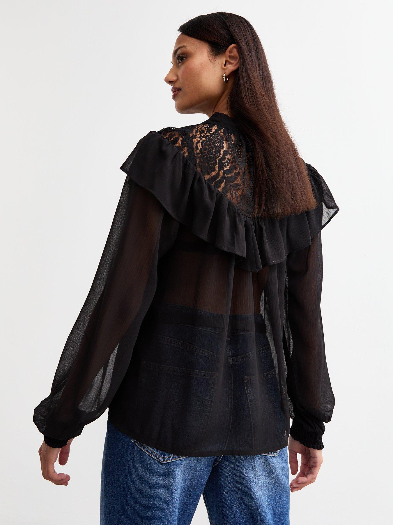 new-look-lace-frill-trim-sheer-chiffon-top-blackstillFront