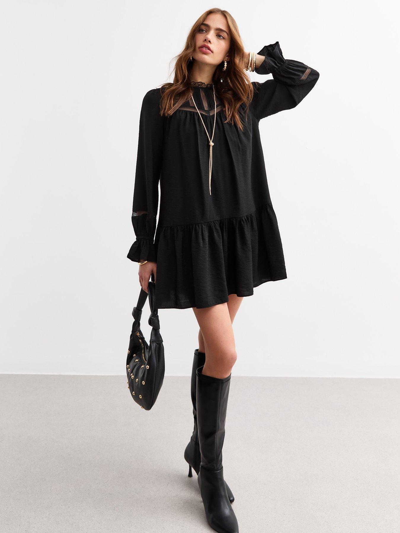 new-look-black-lace-insert-mini-smock-dress