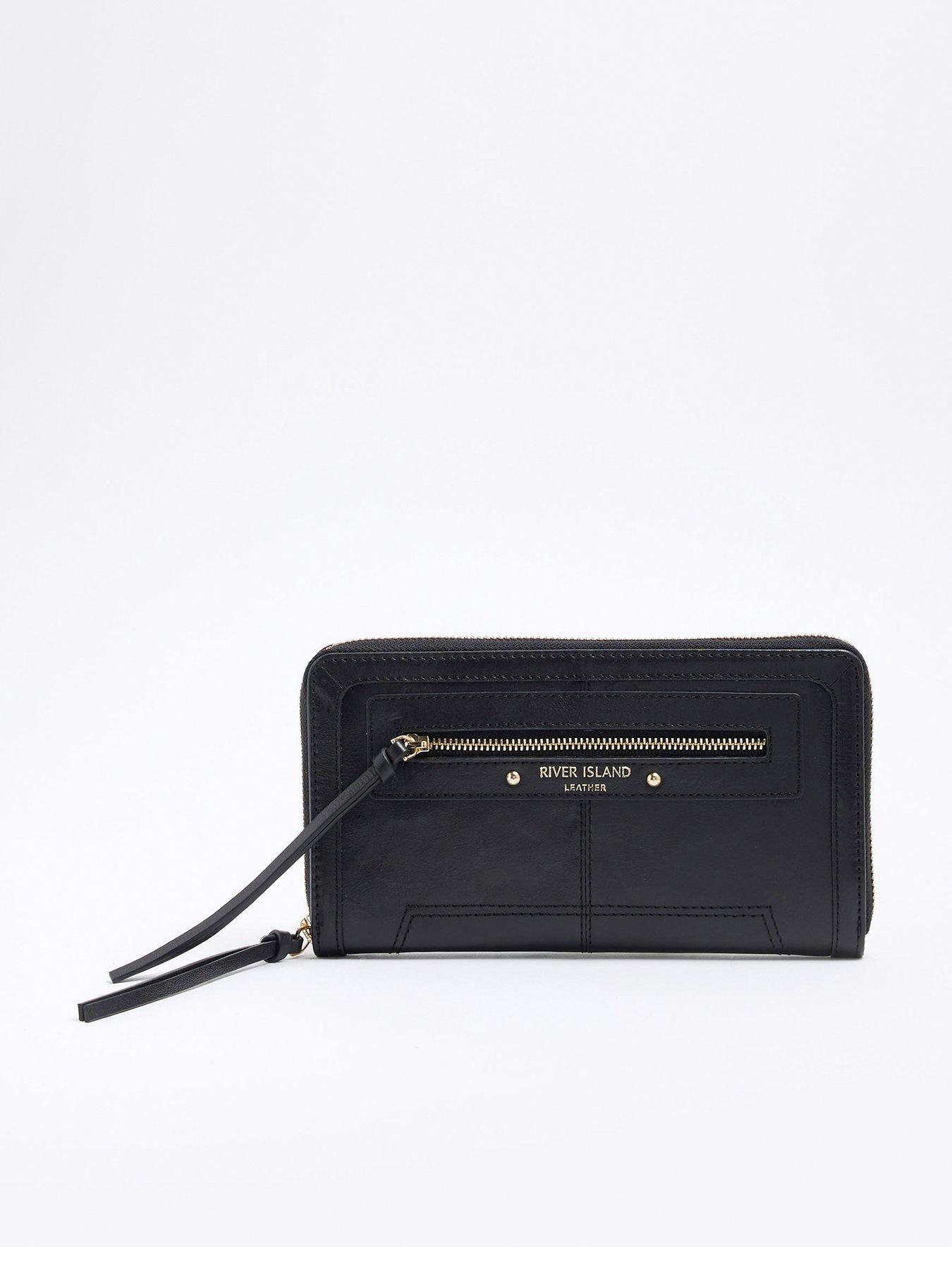 river-island-metallic-zip-leather-purse-blackfront