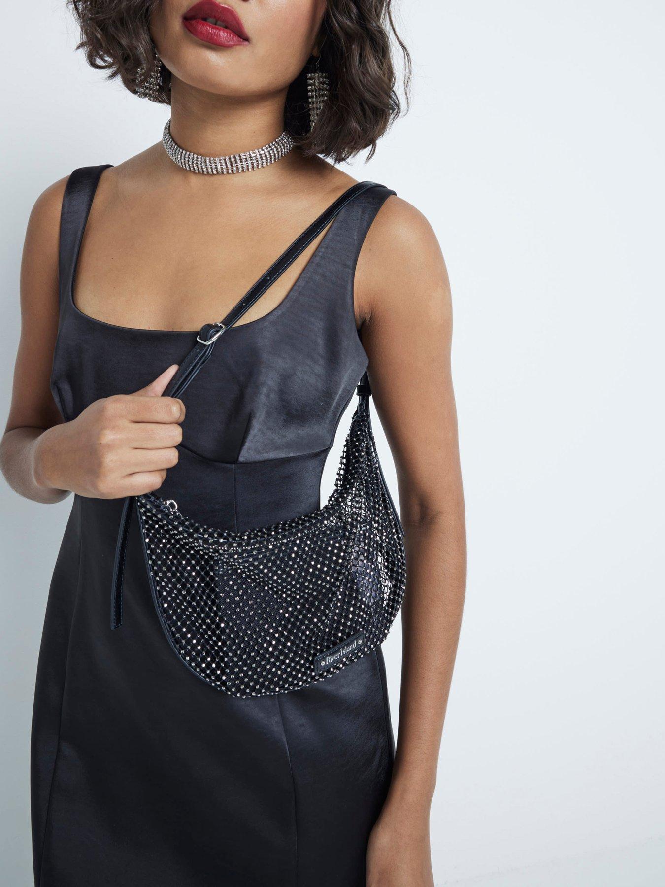 river-island-heatseal-mesh-shoulder-bag-blackstillFront