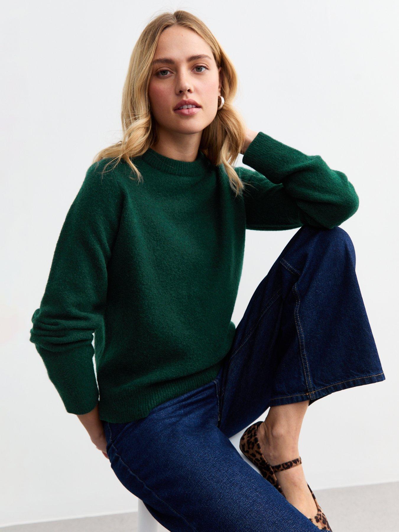 new-look-soft-knit-crew-neck-jumper-dark-green