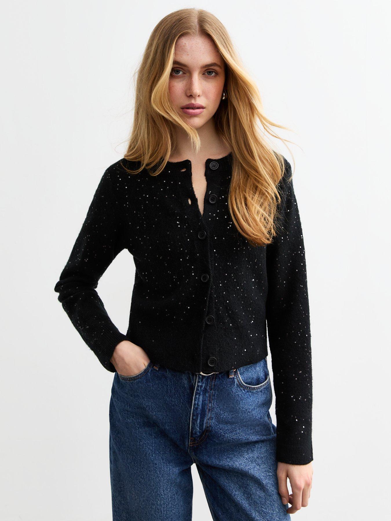 new-look-sequin-embellished-cardigan-black