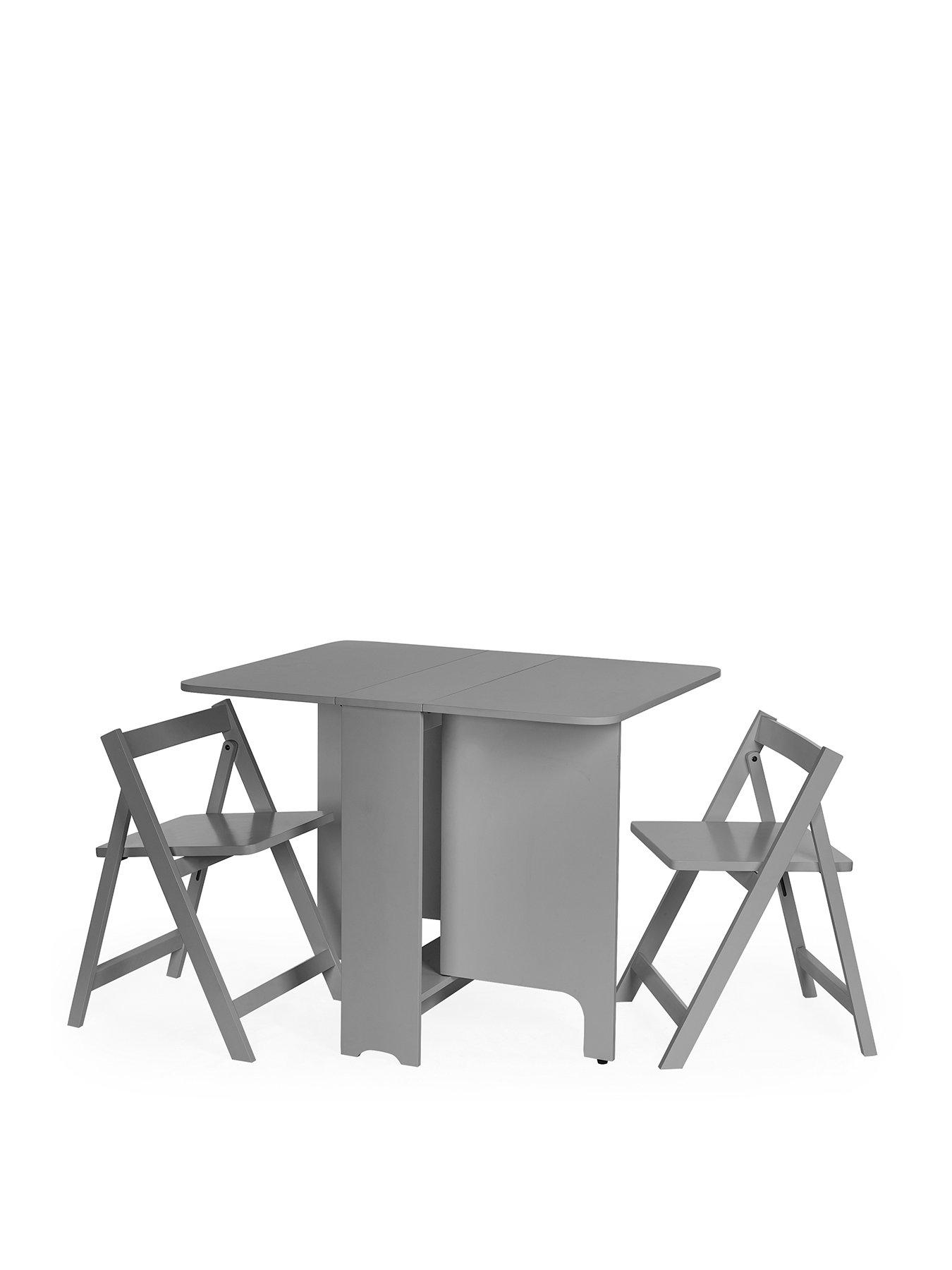 Image 2 of 7 of Julian Bowen Gatan Small Gateleg Dining Table With 2 Chairs - Light Grey