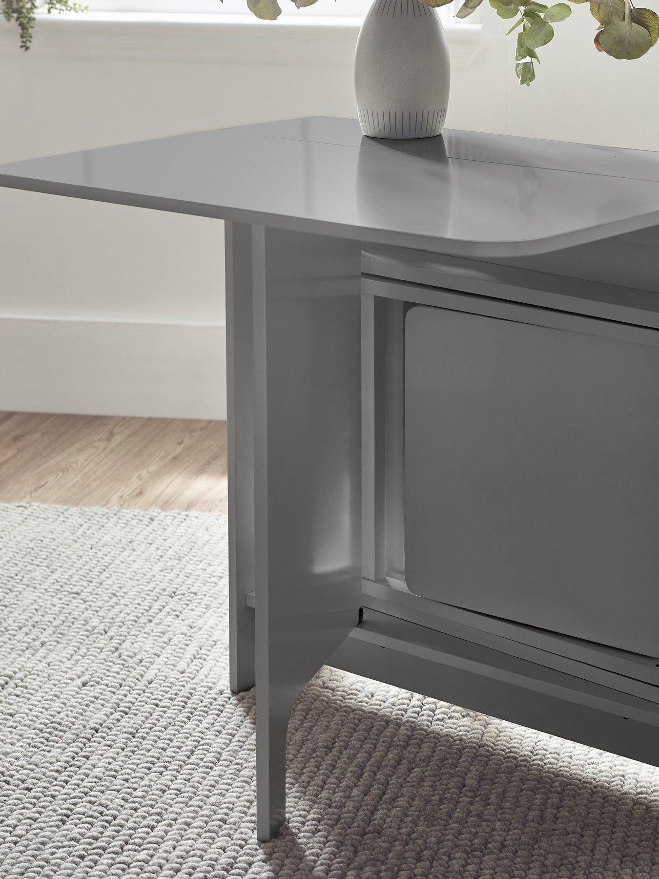 Image 6 of 7 of Julian Bowen Gatan Small Gateleg Dining Table With 2 Chairs - Light Grey