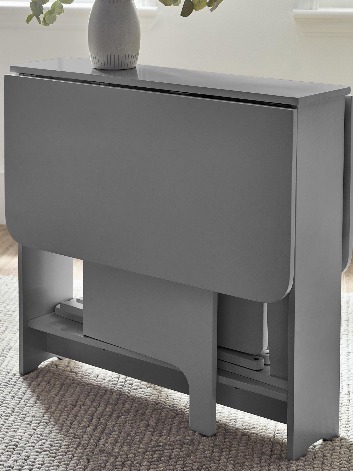 Image 7 of 7 of Julian Bowen Gatan Small Gateleg Dining Table With 2 Chairs - Light Grey