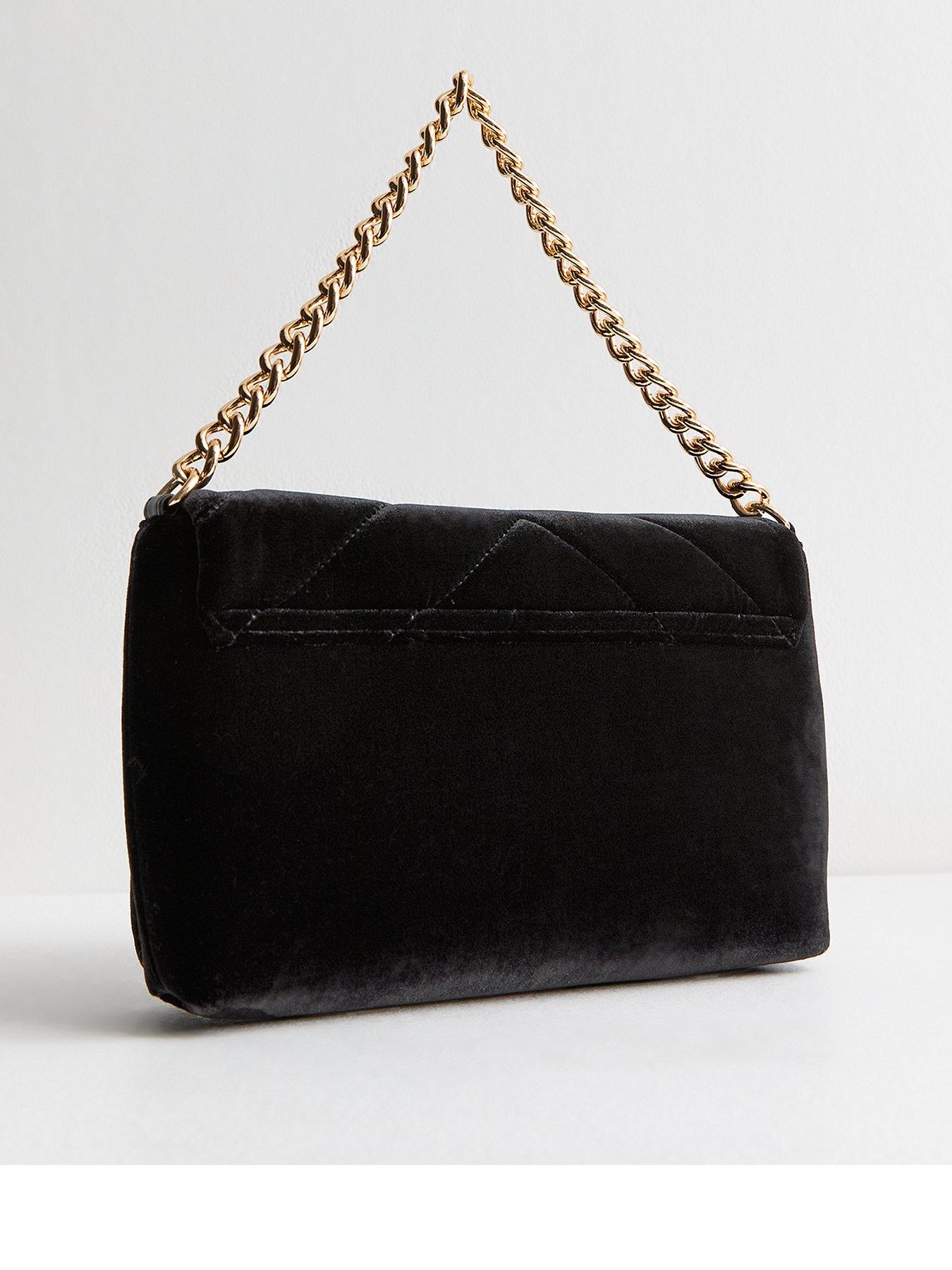 new-look-black-quilted-velvet-crossbody-bag