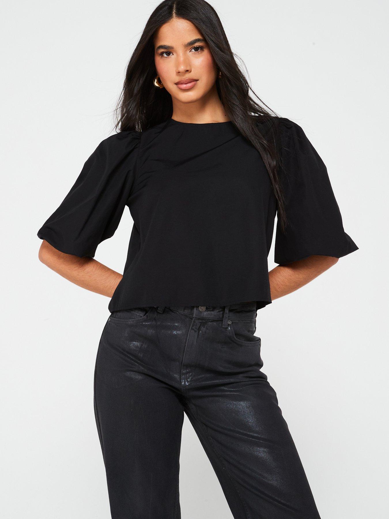 vero-moda-ditte-balloon-sleeve-woven-top-black