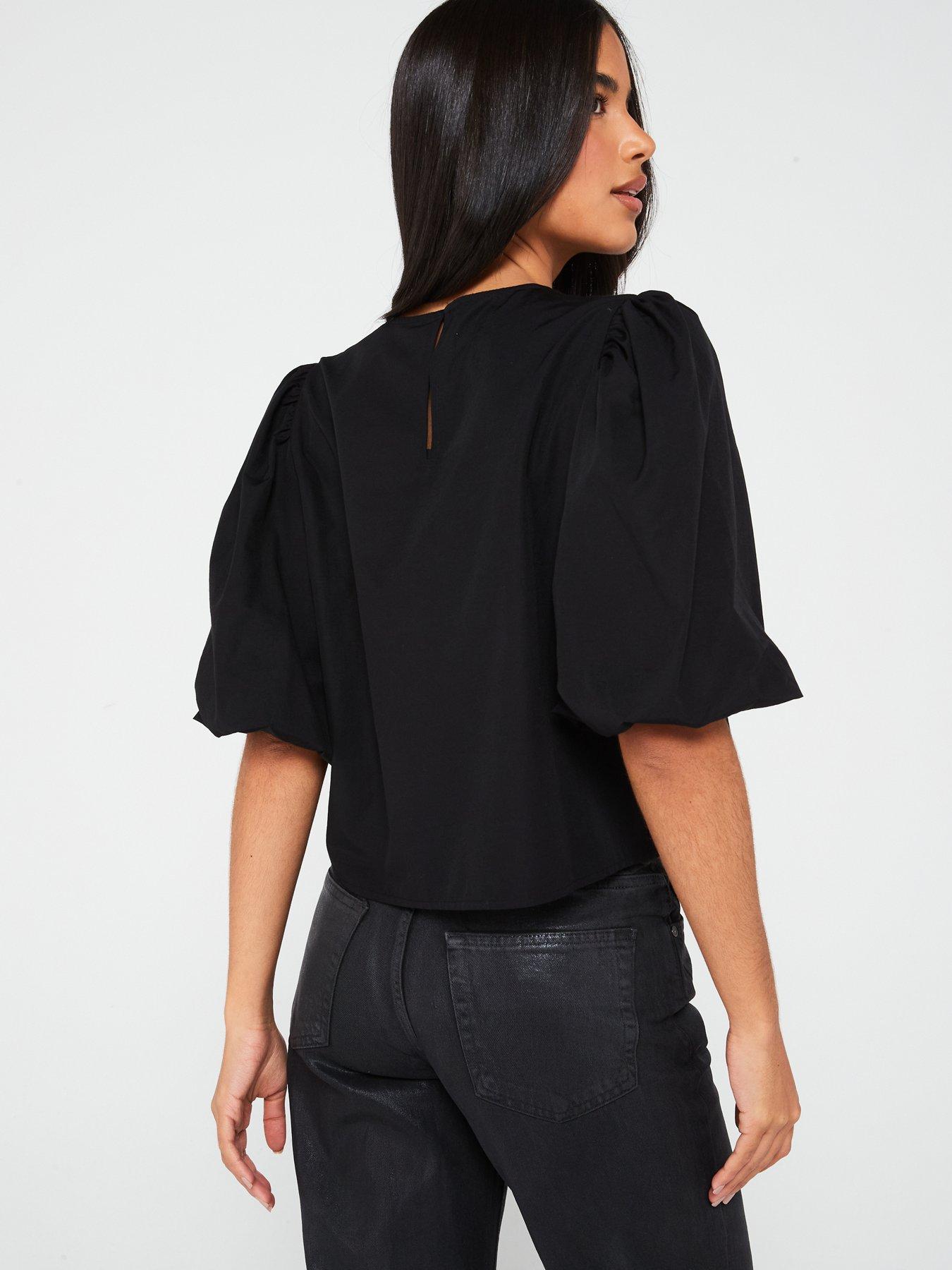 vero-moda-ditte-balloon-sleeve-woven-top-blackstillFront