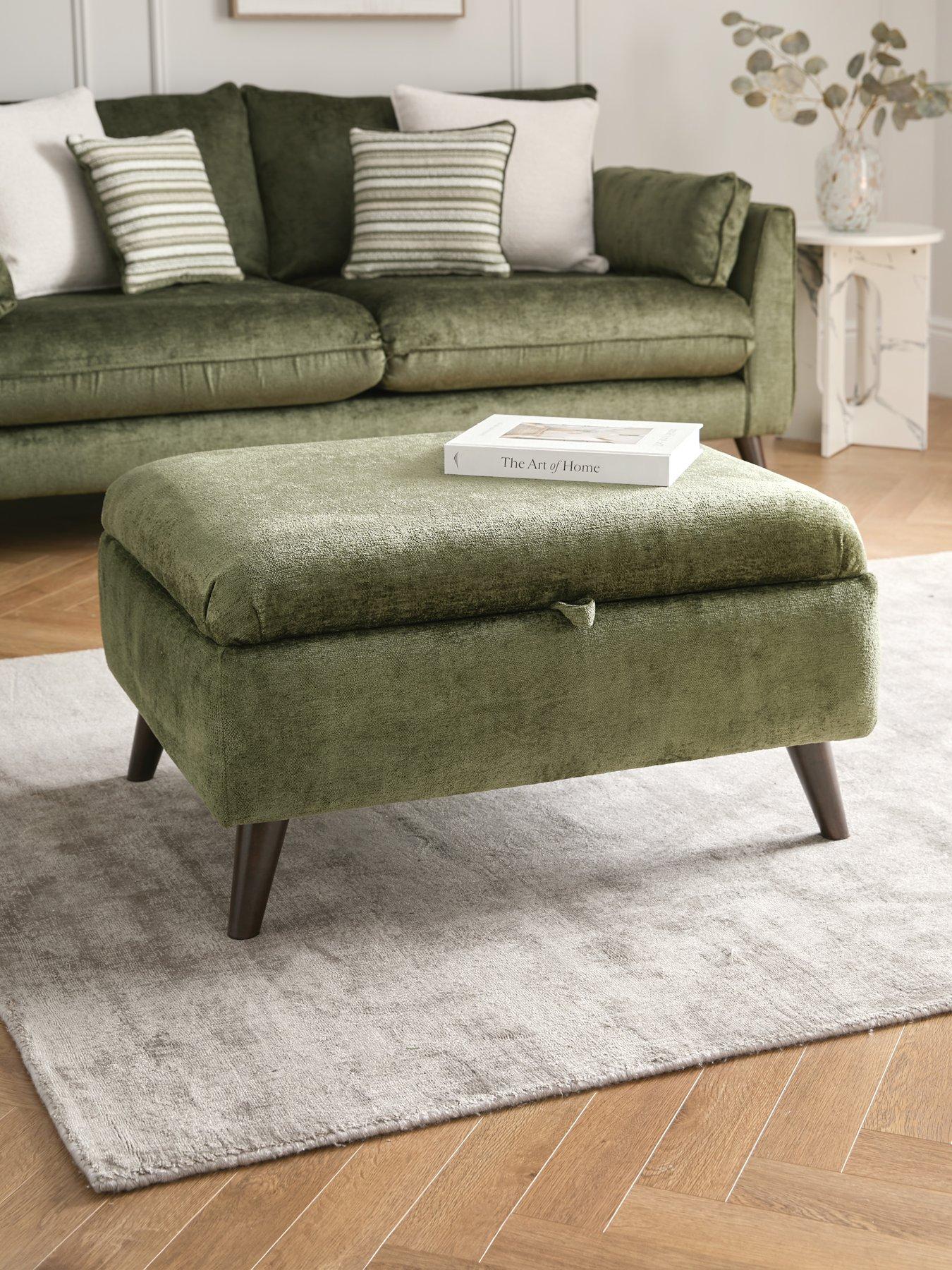 Image 1 of 6 of The Very Collection Sanremo Fabric&nbsp;Storage&nbsp;Footstool&nbsp;- Made in the UK