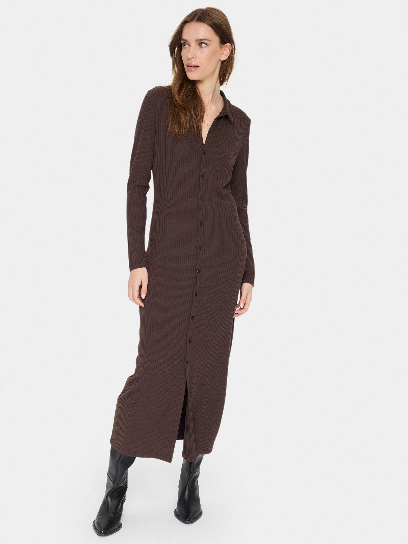 saint-tropez-godasz-rib-knit-long-sleeve-shirt-dress-brownfront